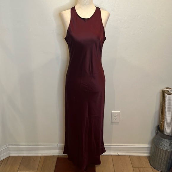 VICI LE LIS COLLECTION WINE COLOR SATIN SLIP MAXI DRESS BACK ZIPPER NWT MEDIUM - Picture 2 of 9